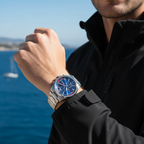Hugo Boss Globetrotter 1513823 46mm Men’s Chronograph Watch – Blue Dial & Stainless Steel Bracelet