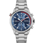 Hugo Boss Globetrotter 1513823 46mm Men’s Chronograph Watch – Blue Dial & Stainless Steel Bracelet