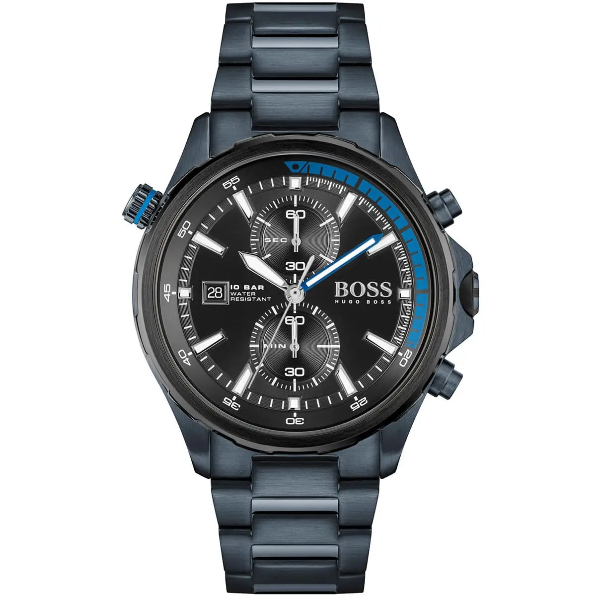 Hugo Boss Globetrotter 1513824 46mm Men’s Chronograph Watch – Black Dial & Stainless Steel Bracelet