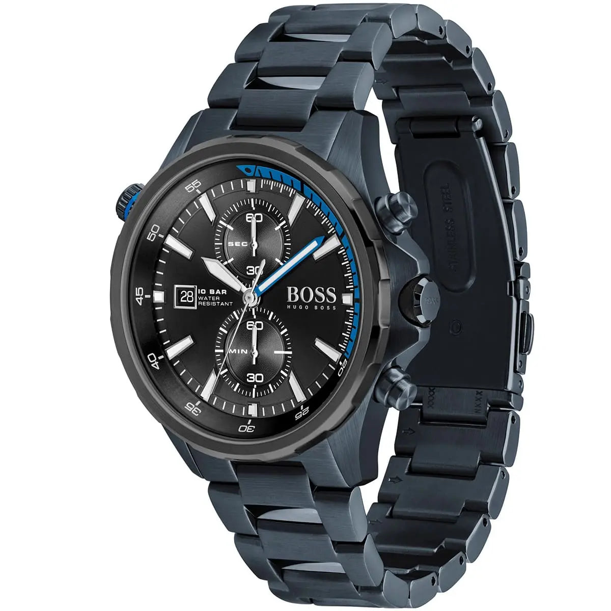 Hugo Boss Globetrotter 1513824 46mm Men’s Chronograph Watch – Black Dial & Stainless Steel Bracelet