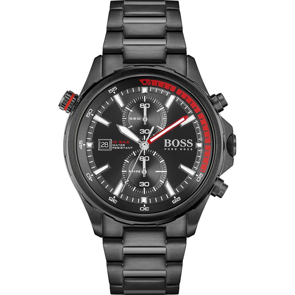 Hugo Boss Globetrotter 1513825 46mm Men’s Chronograph Watch – Black Dial & Stainless Steel Bracelet