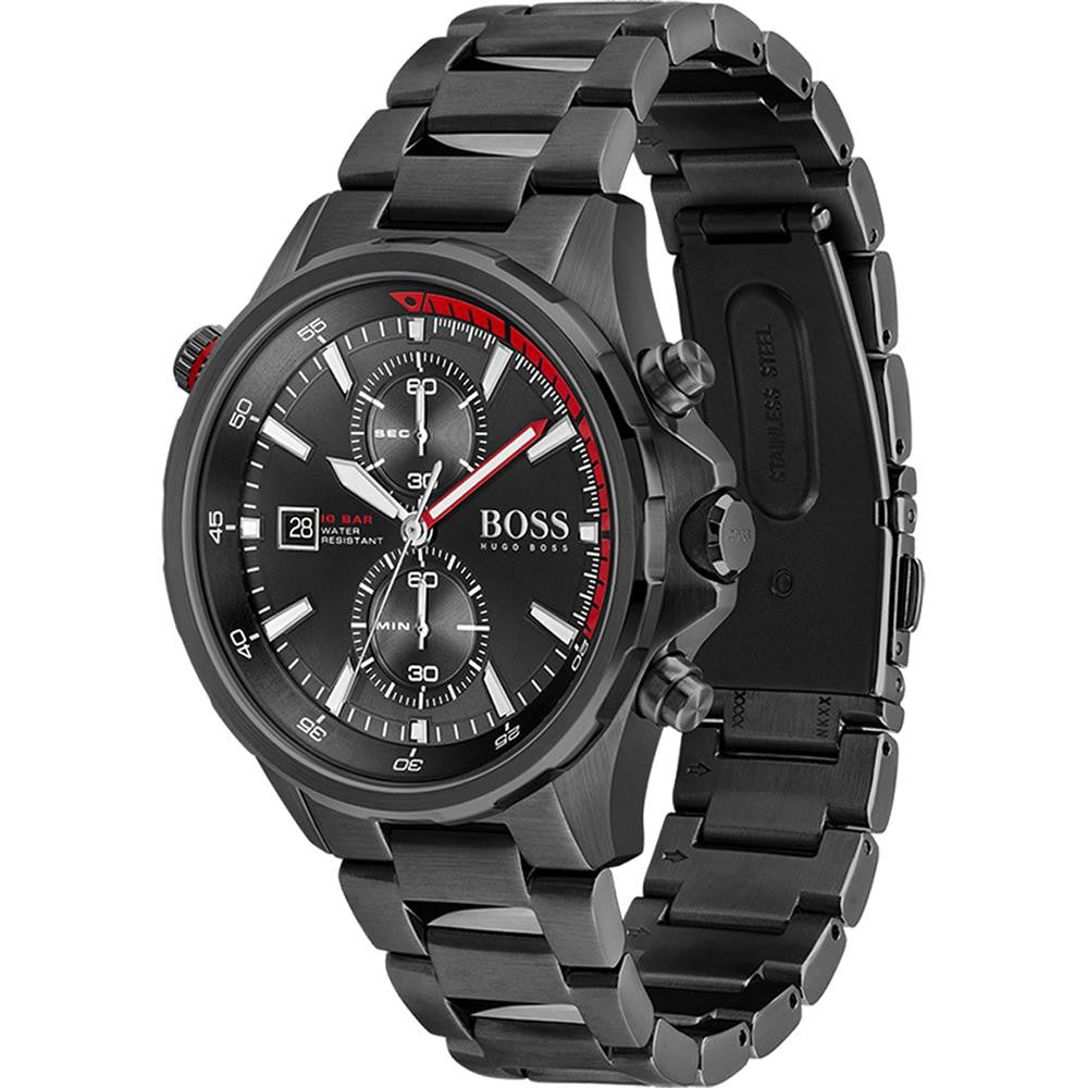 Hugo Boss Globetrotter 1513825 46mm Men’s Chronograph Watch – Black Dial & Stainless Steel Bracelet