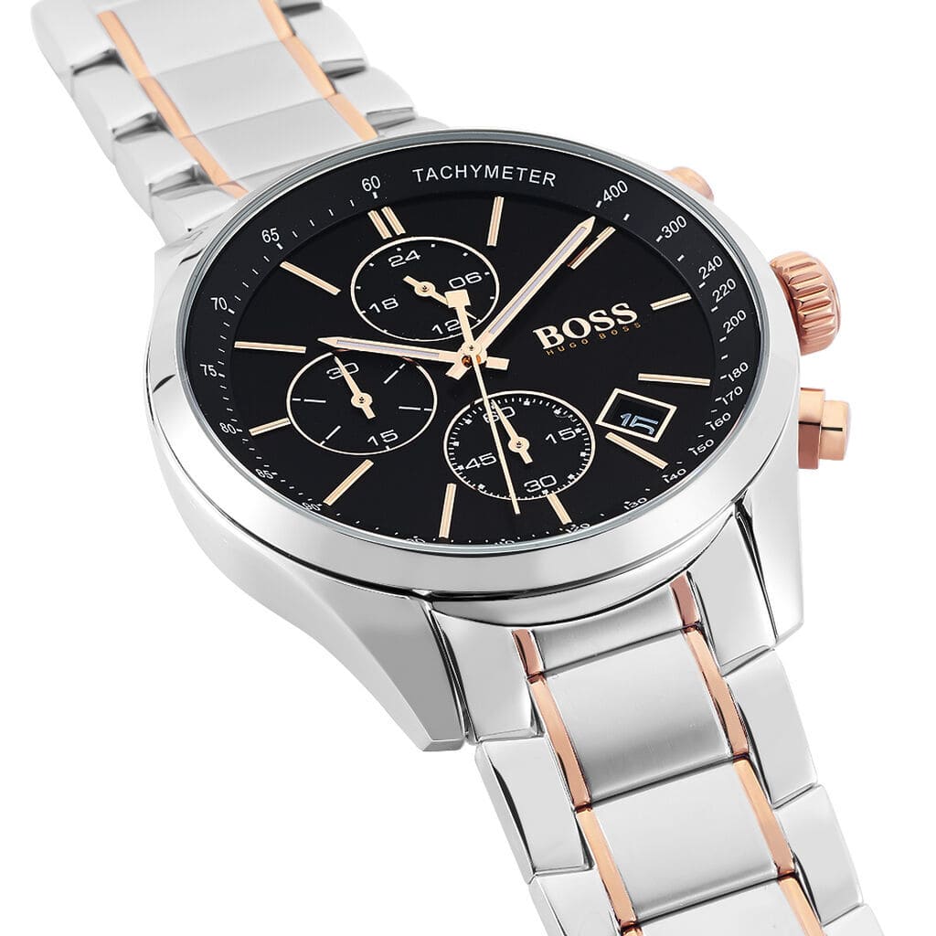 Hugo Boss Grand Prix 1513473 44mm Men’s Chronograph Watch – Black Dial & Stainless Steel Bracelet