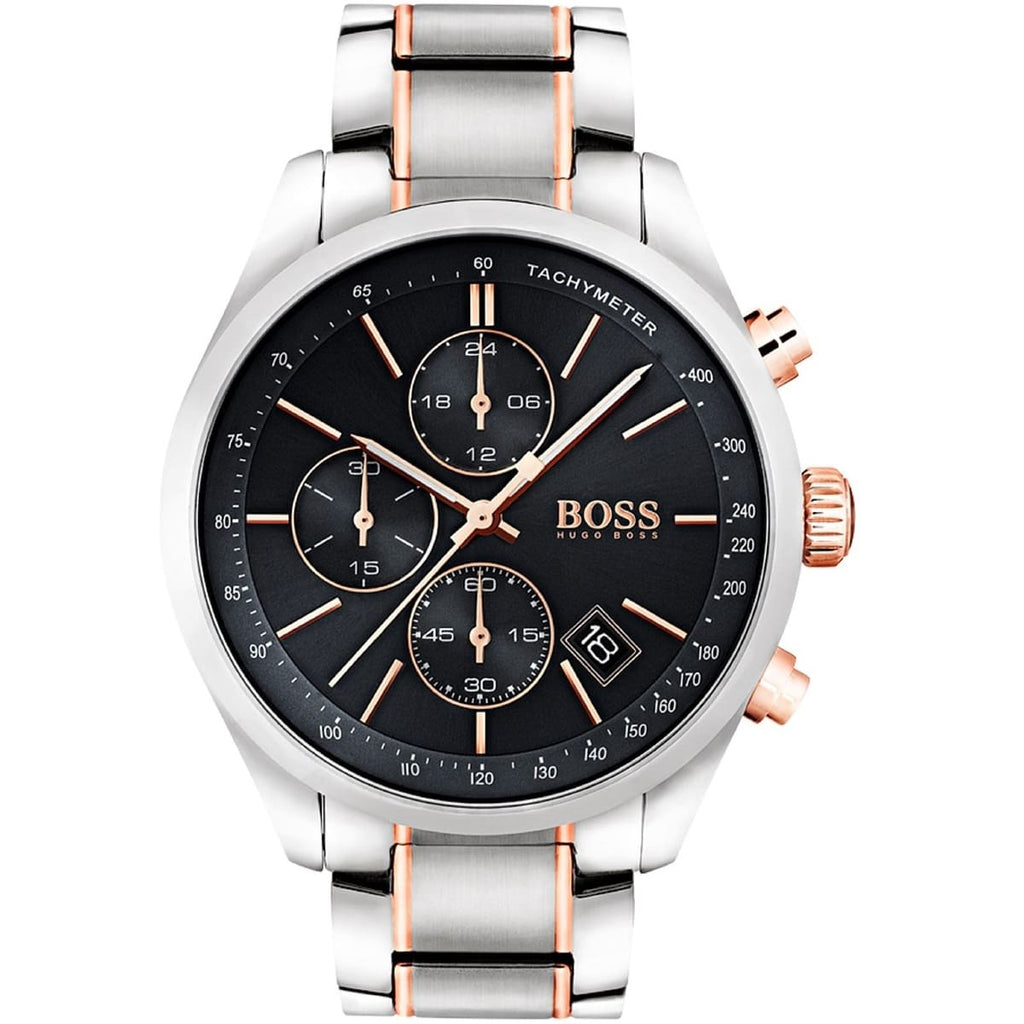 Hugo Boss Grand Prix 1513473 44mm Men’s Chronograph Watch – Black Dial & Stainless Steel Bracelet