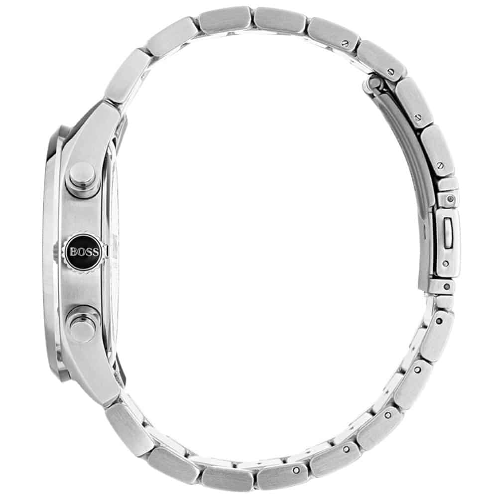 Hugo Boss Grand Prix 1513477 44mm Men’s Chronograph Watch – Black Dial & Silver Bracelet