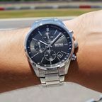 Hugo Boss Grand Prix 1513477 44mm Men’s Chronograph Watch – Black Dial & Silver Bracelet