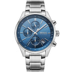 Hugo Boss Grand Prix 1513478 44mm Men’s Chronograph Watch – Blue Dial & Silver Stainless Steel Bracelet
