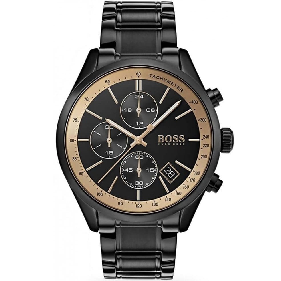 Hugo Boss Grand Prix 1513578 44mm Men’s Chronograph Watch – Black Dial & Stainless Steel Bracelet