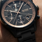 Hugo Boss Grand Prix 1513578 44mm Men’s Chronograph Watch – Black Dial & Stainless Steel Bracelet