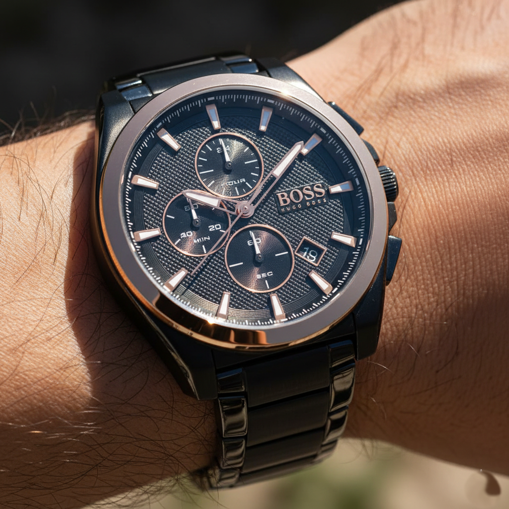 Hugo Boss Grandmaster 1513885 46mm Men’s Chronograph Watch – Black Dial & Stainless Steel Bracelet