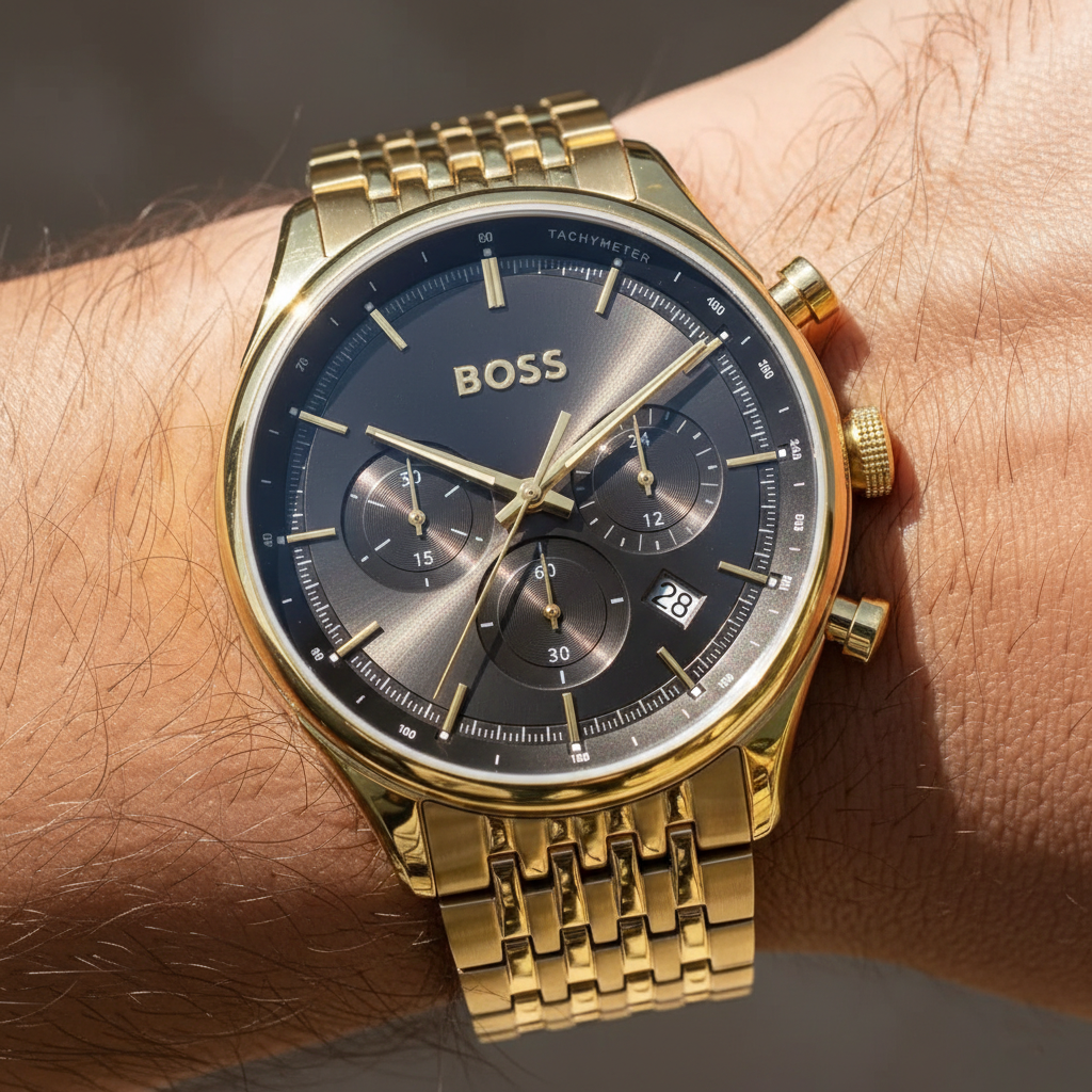 Hugo Boss Gregor 1514051 45mm Men’s Chronograph Watch – Grey Dial & Stainless Steel Bracelet