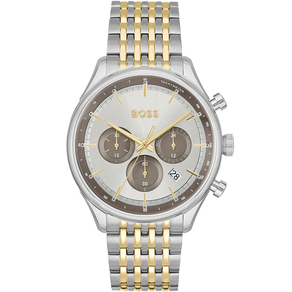Hugo Boss Gregor 1514053 45mm Men’s Chronograph Watch – Grey Dial & Gold-tone Link Bracelet
