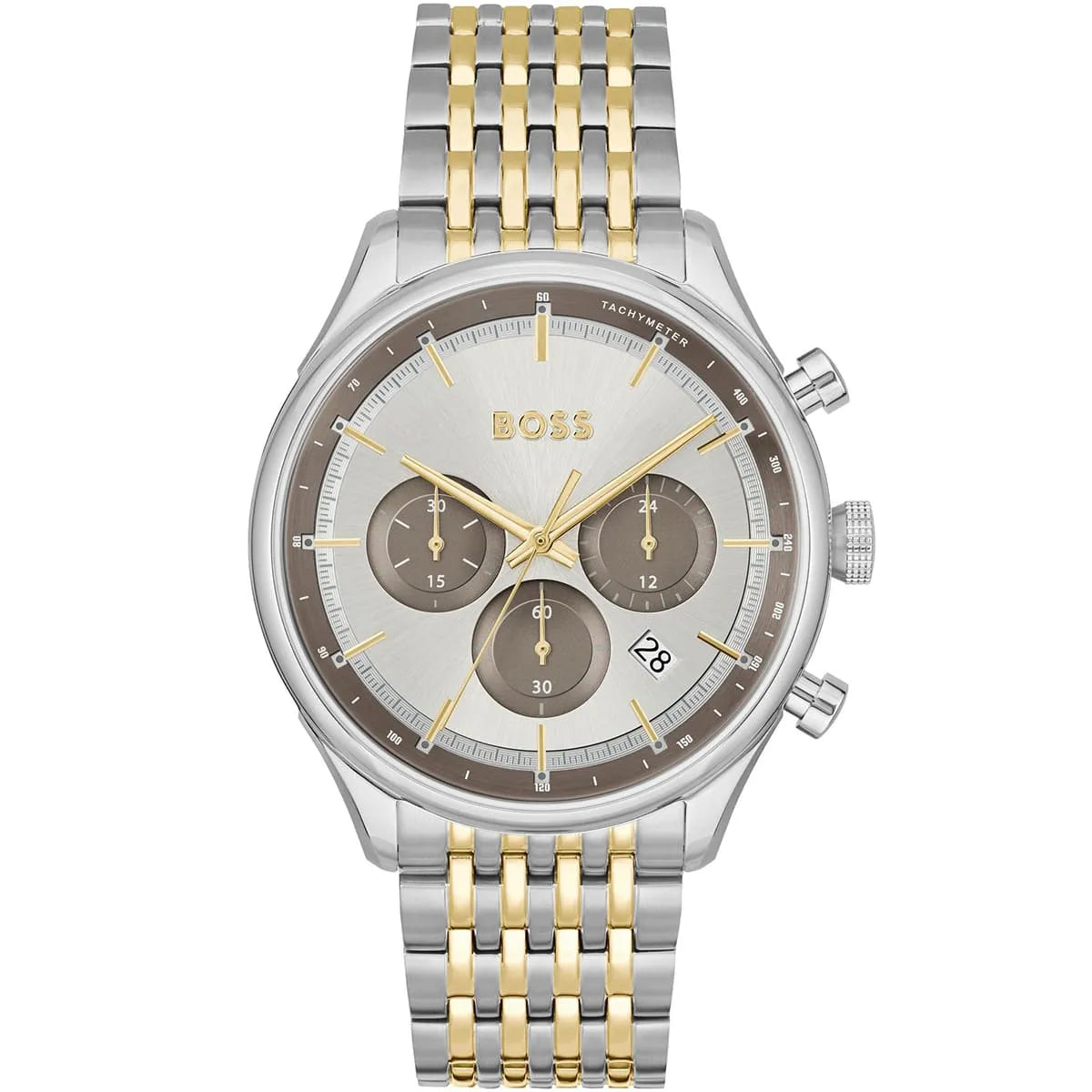 Hugo Boss Gregor 1514053 45mm Men’s Chronograph Watch – Grey Dial & Gold-tone Link Bracelet