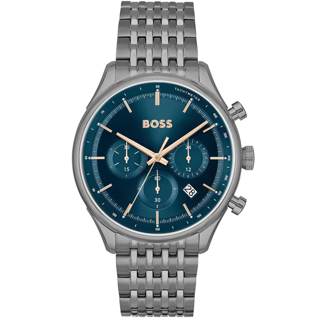 Hugo Boss Gregor 1514083 45mm Men’s Chronograph Watch – Blue Dial & Stainless Steel Bracelet