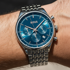 Hugo Boss Gregor 1514083 45mm Men’s Chronograph Watch – Blue Dial & Stainless Steel Bracelet