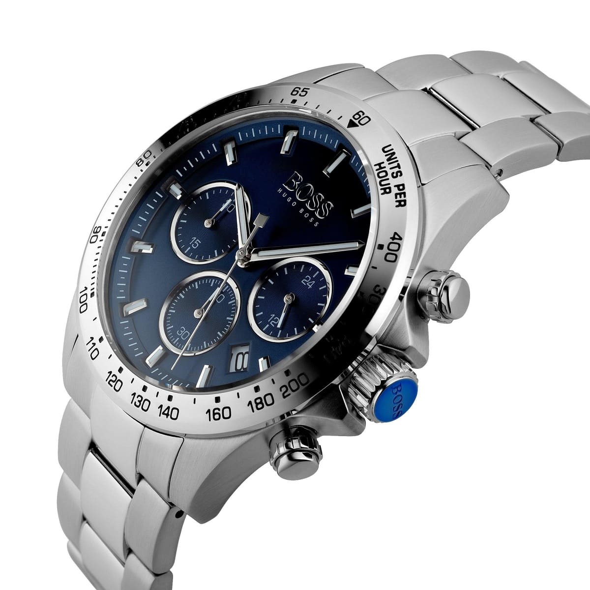 Hugo Boss Hero 1513755 45mm Men’s Chronograph Watch – Blue Dial & Stainless Steel Bracelet