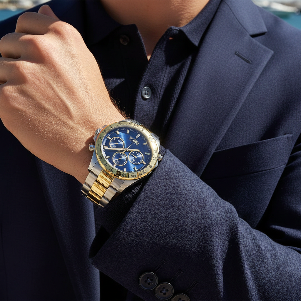 Hugo Boss Hero 1513767 45mm Men’s Chronograph Watch – Blue Dial & Stainless Steel Bracelet