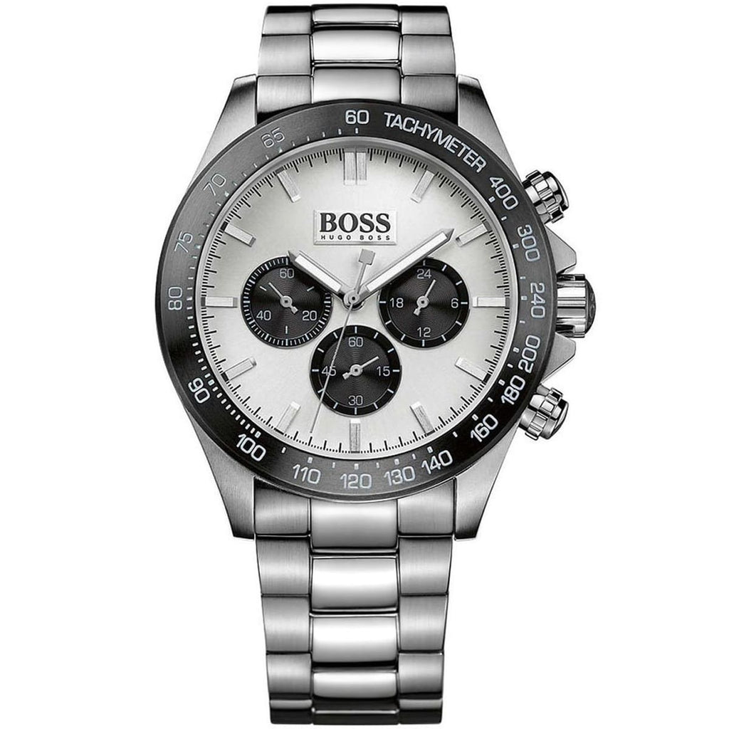 Hugo Boss Ikon 1512964 44mm Men’s Chronograph Watch – Silver Panda Dial & Stainless Steel Bracelet