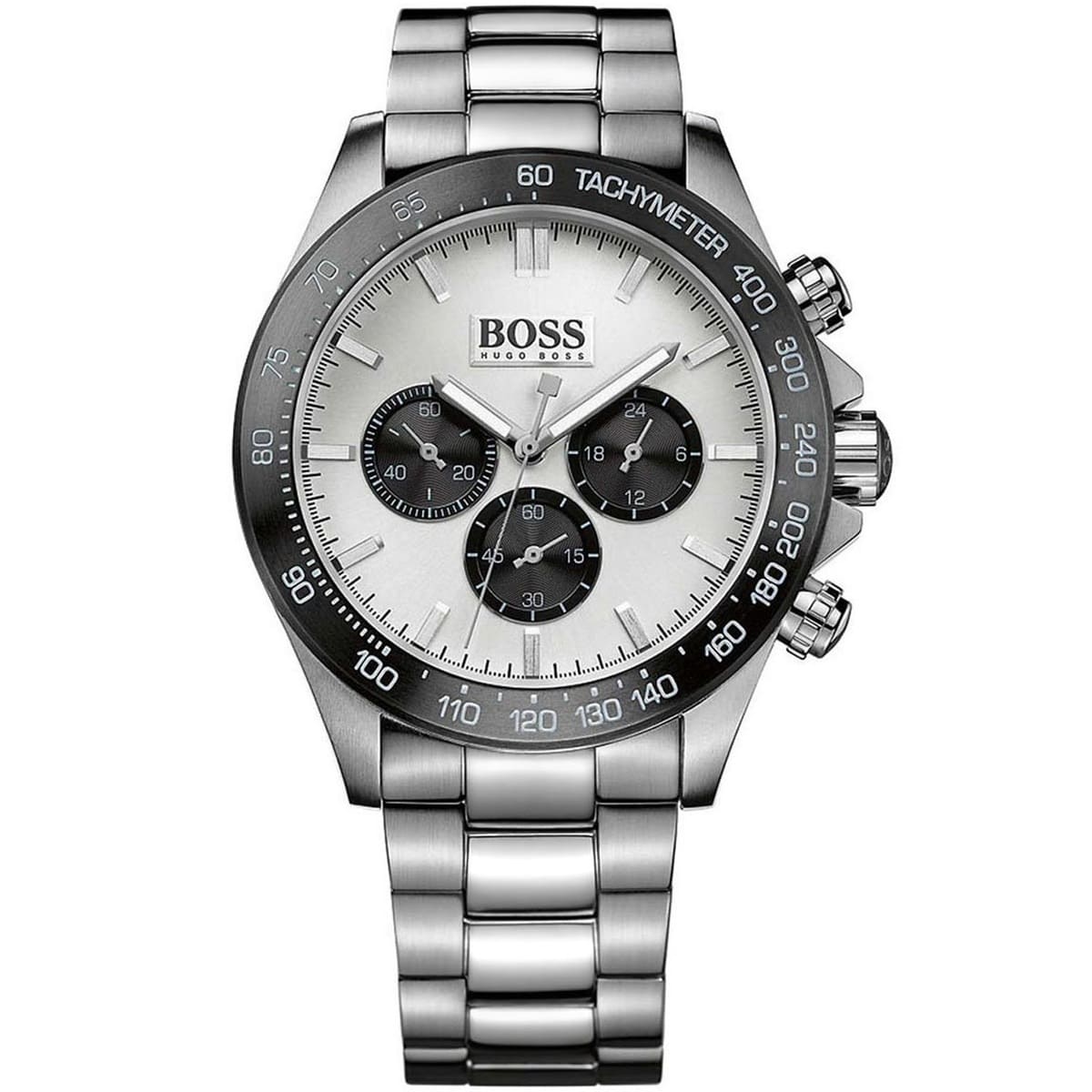 Hugo Boss Ikon 1512964 44mm Men’s Chronograph Watch – Silver Panda Dial & Stainless Steel Bracelet