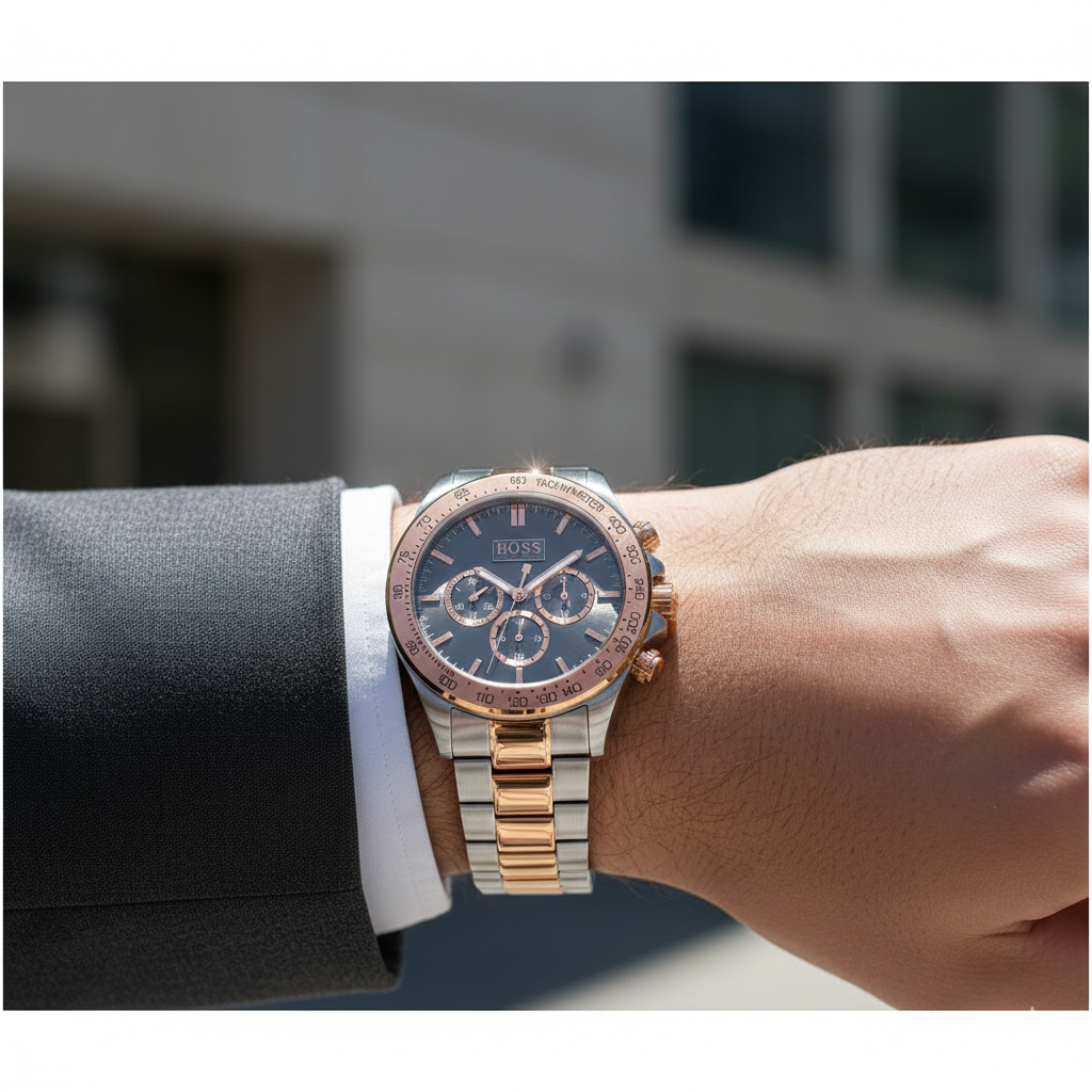 Hugo Boss Ikon 1513339 44mm Men’s Chronograph Watch – Grey Dial & Stainless Steel Bracelet