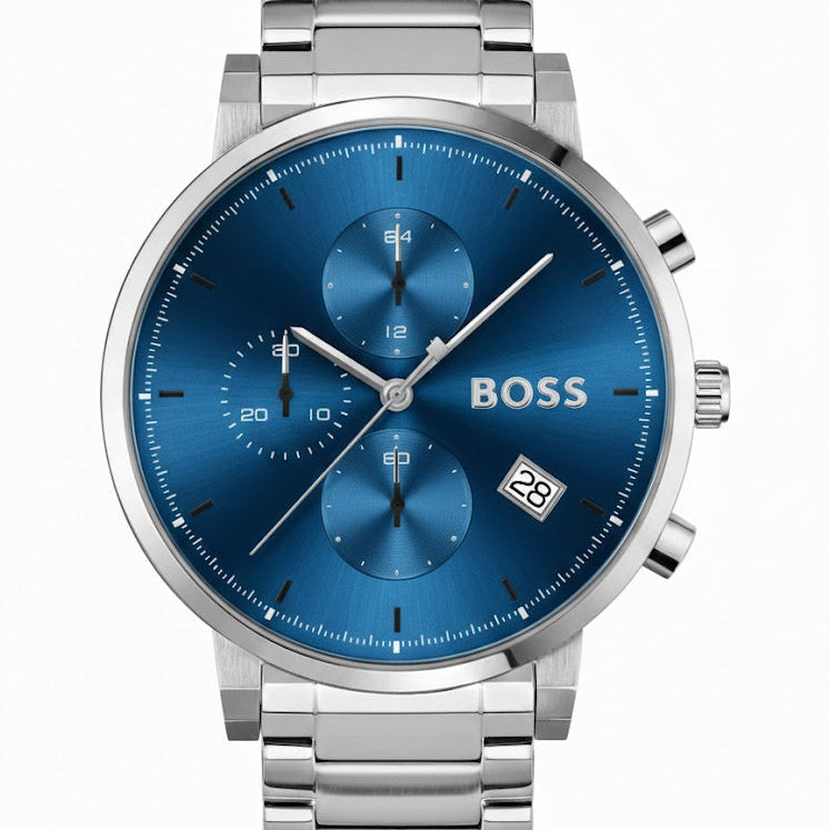 Hugo Boss Integrity 1513779 43mm Men’s Chronograph Watch – Blue Dial & Silver-tone Link Bracelet