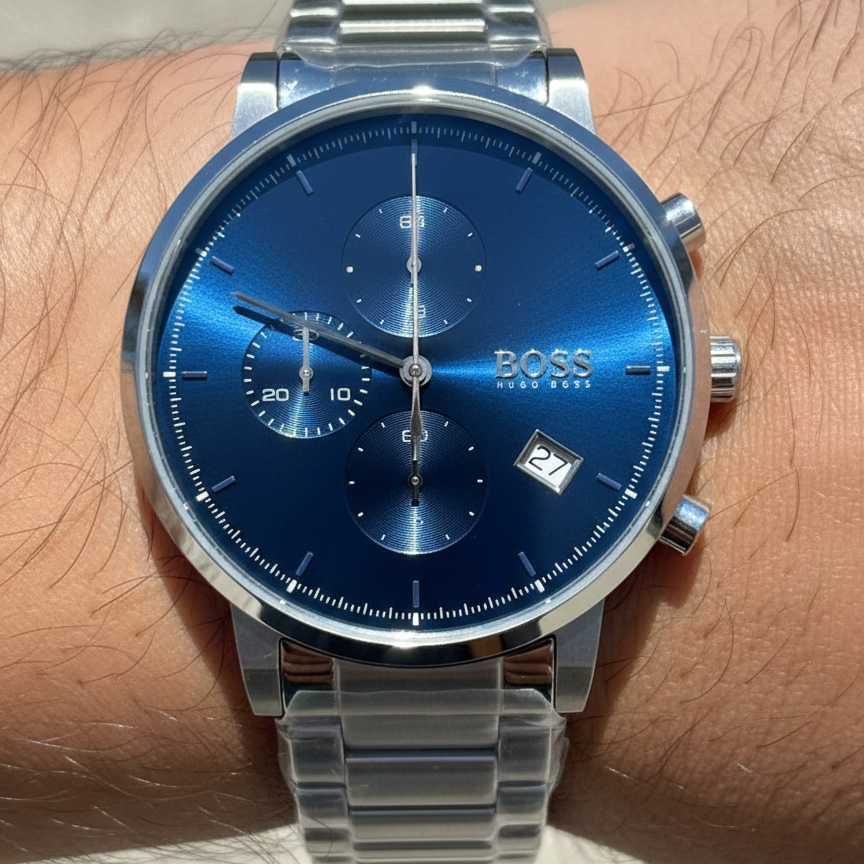 Hugo Boss Integrity 1513779 43mm Men’s Chronograph Watch – Blue Dial & Silver-tone Link Bracelet