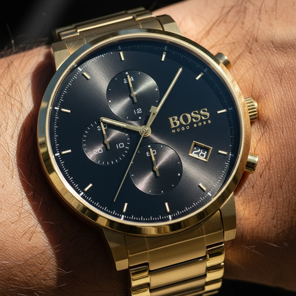 Hugo Boss Integrity 1513781 43mm Men’s Chronograph Watch – Black Dial & Gold-tone Link Bracelet