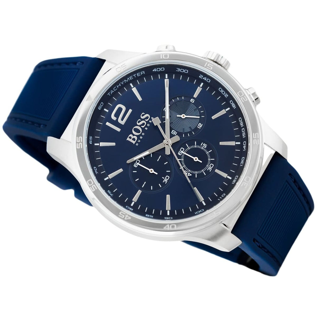 Hugo Boss Navigator 1513526 44mm Men’s Chronograph Watch – Blue Dial & Blue Silicone Strap