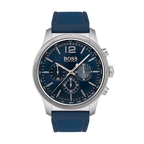 Hugo Boss Navigator 1513526 44mm Men’s Chronograph Watch – Blue Dial & Blue Silicone Strap