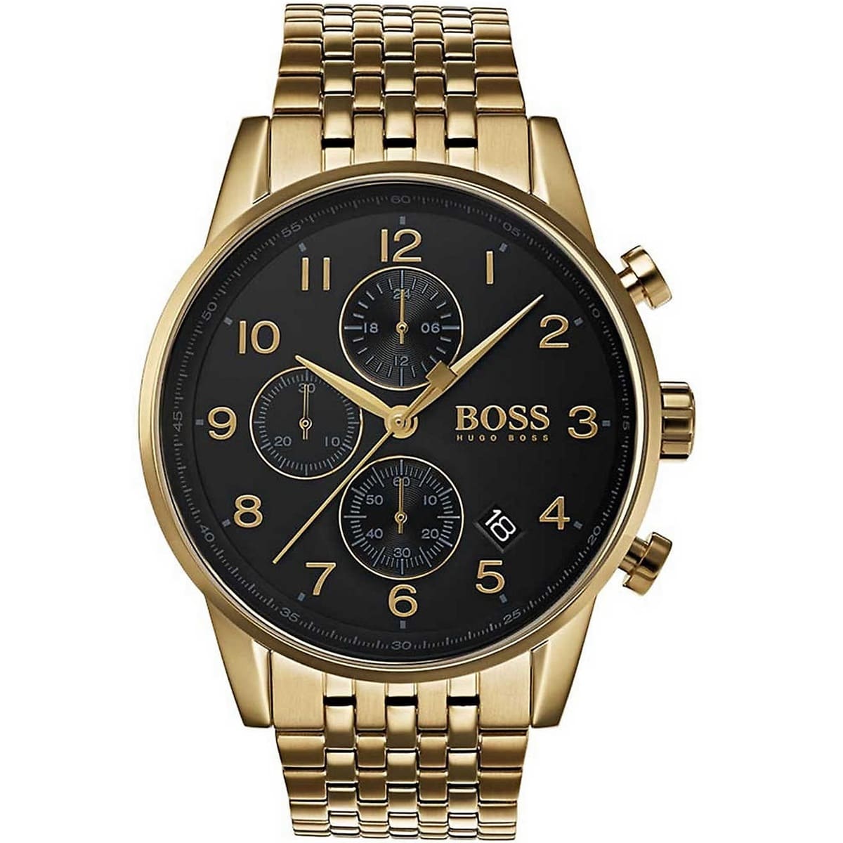 Hugo Boss Navigator 1513531 44mm Men’s Chronograph Watch – Black Dial & Gold-tone Bracelet