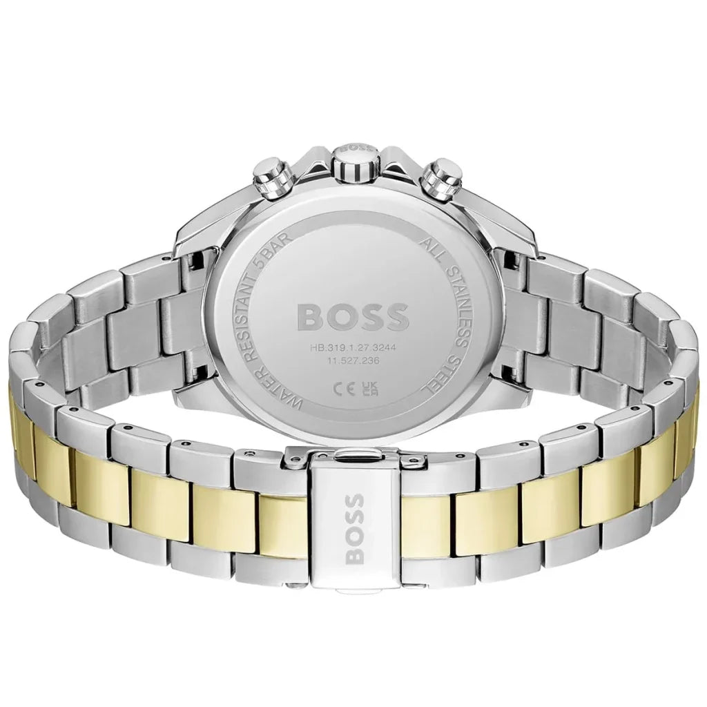 Hugo Boss Novia 1502618 38mm Women’s Multifunction Quartz Watch – Champagne Dial with Crystal Markers & Two-Tone Silver & Gold Steel Bracelet