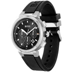 Hugo Boss One 1513997 44mm Men’s Chronograph Watch – Black Sunray Dial & Black Silicone Strap