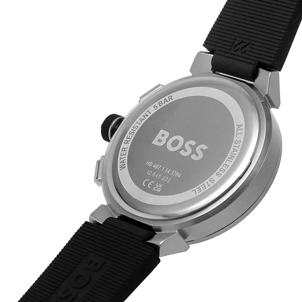 Hugo Boss One 1513997 44mm Men’s Chronograph Watch – Black Sunray Dial & Black Silicone Strap