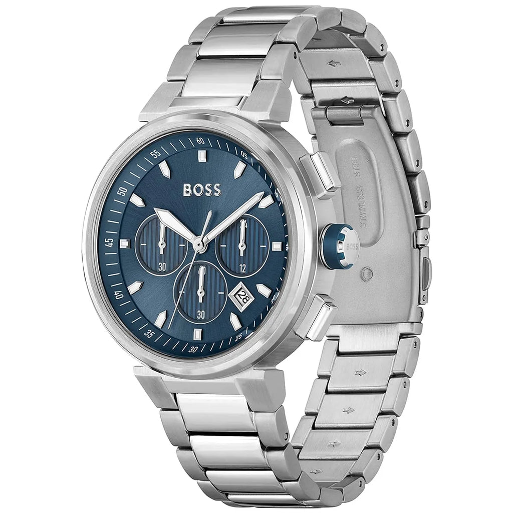 Hugo Boss One 1513999 44mm Men’s Chronograph Watch – Blue Dial & Silver-tone Link Bracelet