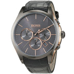 Hugo Boss Onyx 1513366 44mm Men’s Chronograph Watch – Grey Dial & Grey Leather Strap