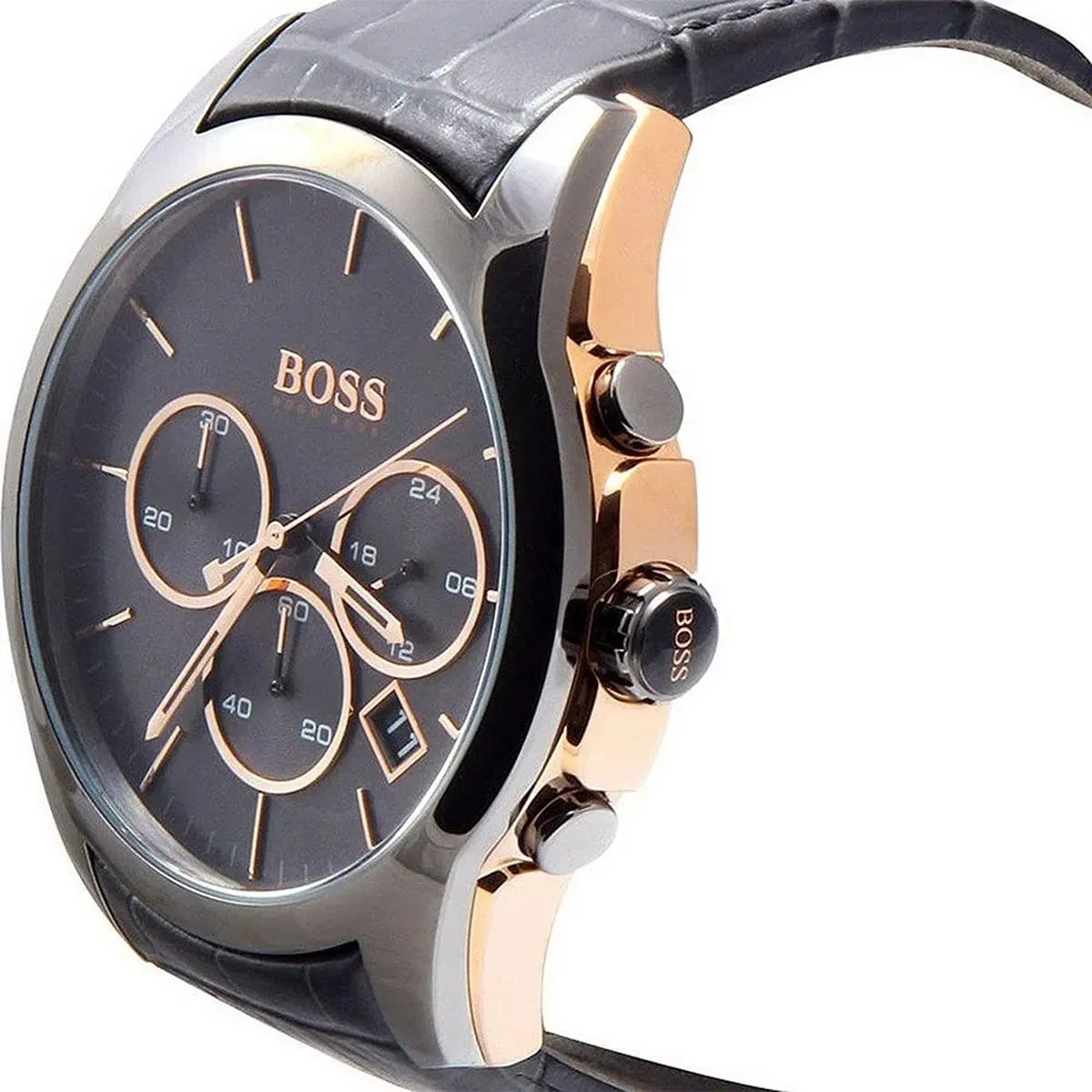 Hugo Boss Onyx 1513366 44mm Men’s Chronograph Watch – Grey Dial & Grey Leather Strap