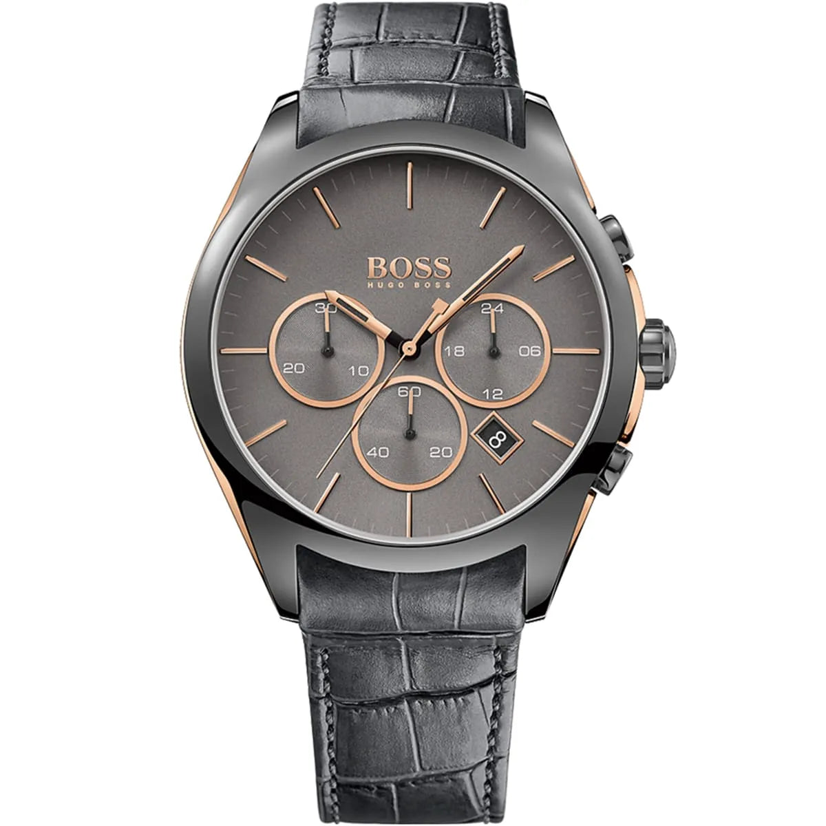 Hugo Boss Onyx 1513366 44mm Men’s Chronograph Watch – Grey Dial & Grey Leather Strap