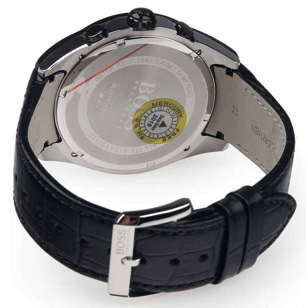Hugo Boss Onyx 1513367 44mm Men’s Chronograph Watch – Black Dial & Black Leather Strap
