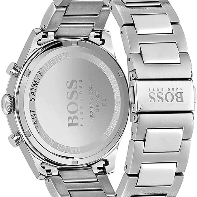 Hugo Boss Pioneer 1513868 44mm Men’s Chronograph Watch – Green Dial & Silver-tone Stainless Steel Link Bracelet