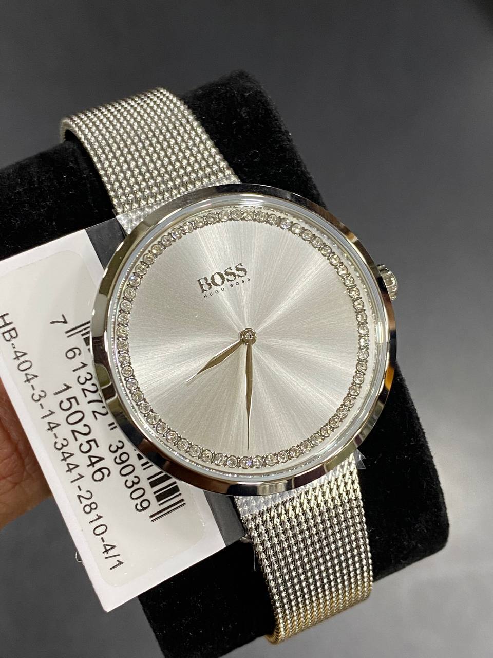Hugo Boss Praise 1502546 36mm Women’s Two-Hand Quartz Watch – Silver Sunray Dial with Crystal Ring & Silver Stainless Steel Mesh Bracelet
