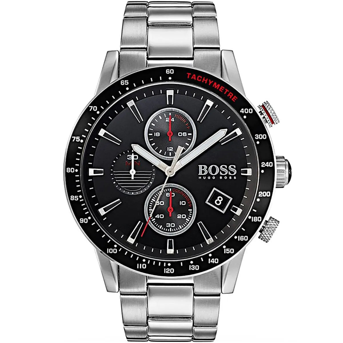 Hugo Boss Rafale 1513509 44mm Men’s Chronograph Watch – Black Dial & Stainless Steel Bracelet