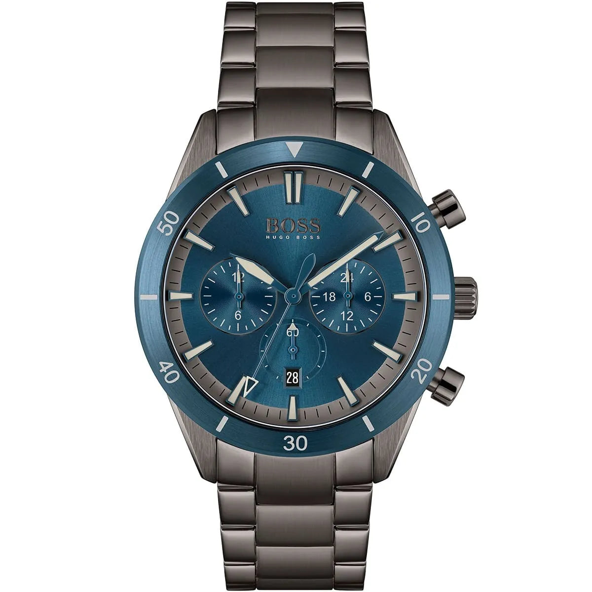 Hugo Boss Santiago 1513863 44mm Men’s Chronograph Watch – Blue Dial & Stainless Steel Bracelet