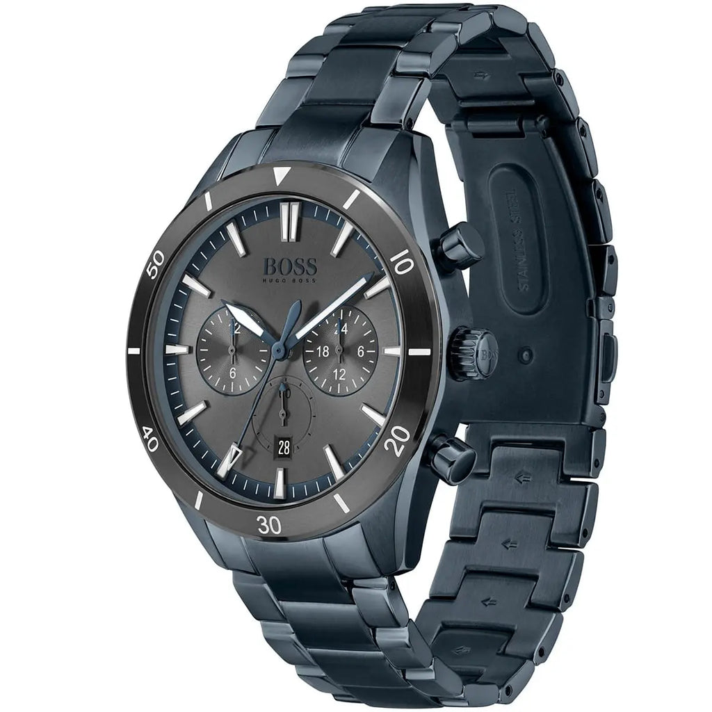 Hugo Boss Santiago 1513865 44mm Men’s Quartz Watch – Grey Dial & Stainless Steel Bracelet