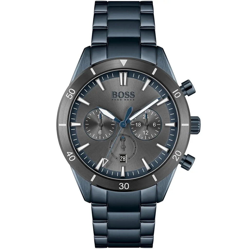 Hugo Boss Santiago 1513865 44mm Men’s Quartz Watch – Grey Dial & Stainless Steel Bracelet