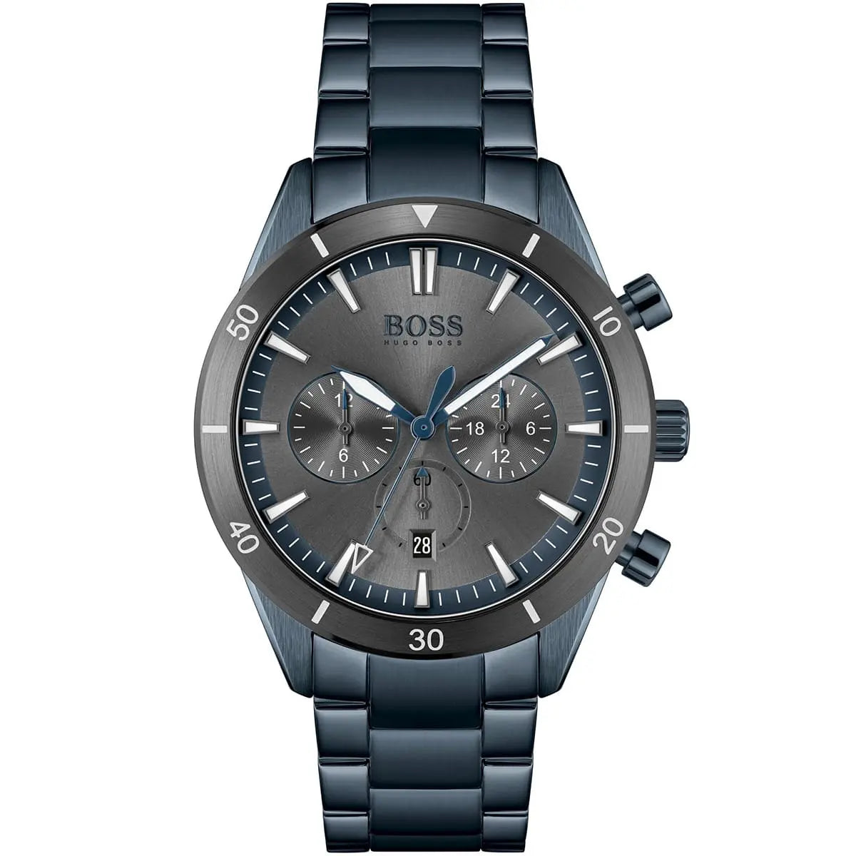 Hugo Boss Santiago 1513865 44mm Men’s Quartz Watch – Grey Dial & Stainless Steel Bracelet