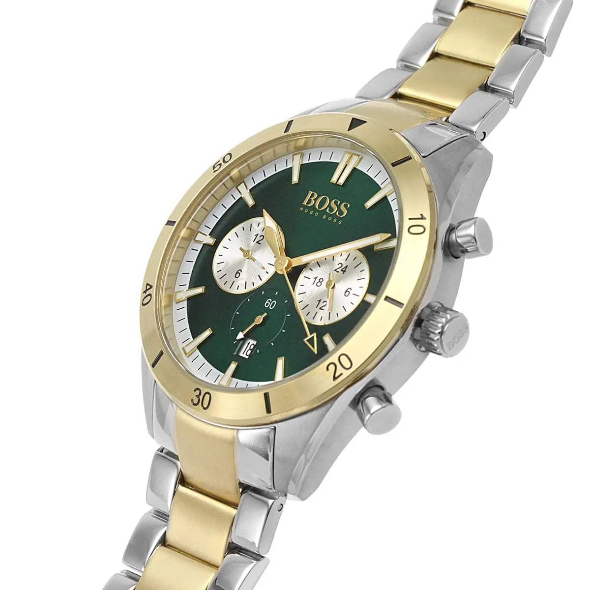 Hugo Boss Santiago 1513872 44mm Men’s Chronograph Watch – Green Dial & Stainless Steel Bracelet