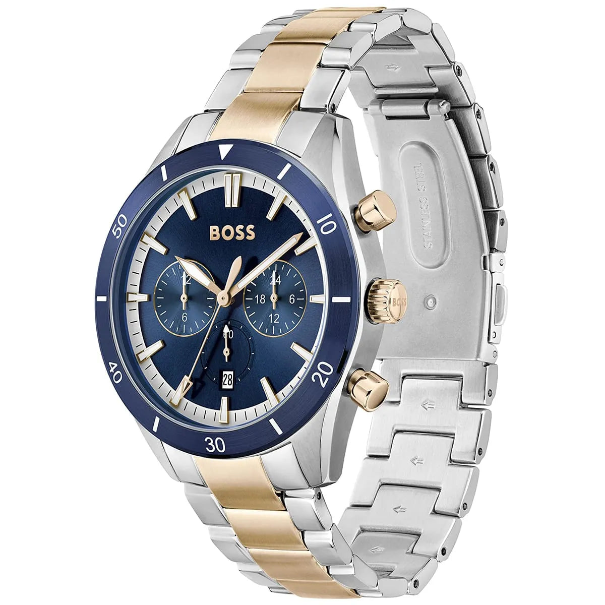 Hugo Boss Santiago 1513937 44mm Men’s Chronograph Watch – Blue Dial & Stainless Steel Bracelet
