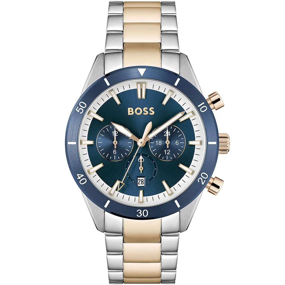 Hugo Boss Santiago 1513937 44mm Men’s Chronograph Watch – Blue Dial & Stainless Steel Bracelet