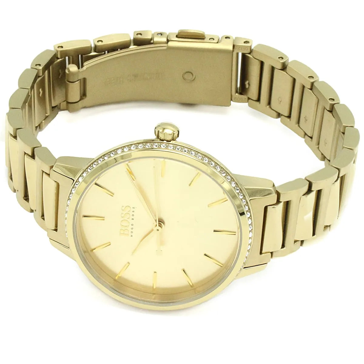 Hugo Boss Signature 1502541 34mm Women’s Quartz Watch – Gold Sunray Dial & Gold-Tone Stainless Steel Link Bracelet