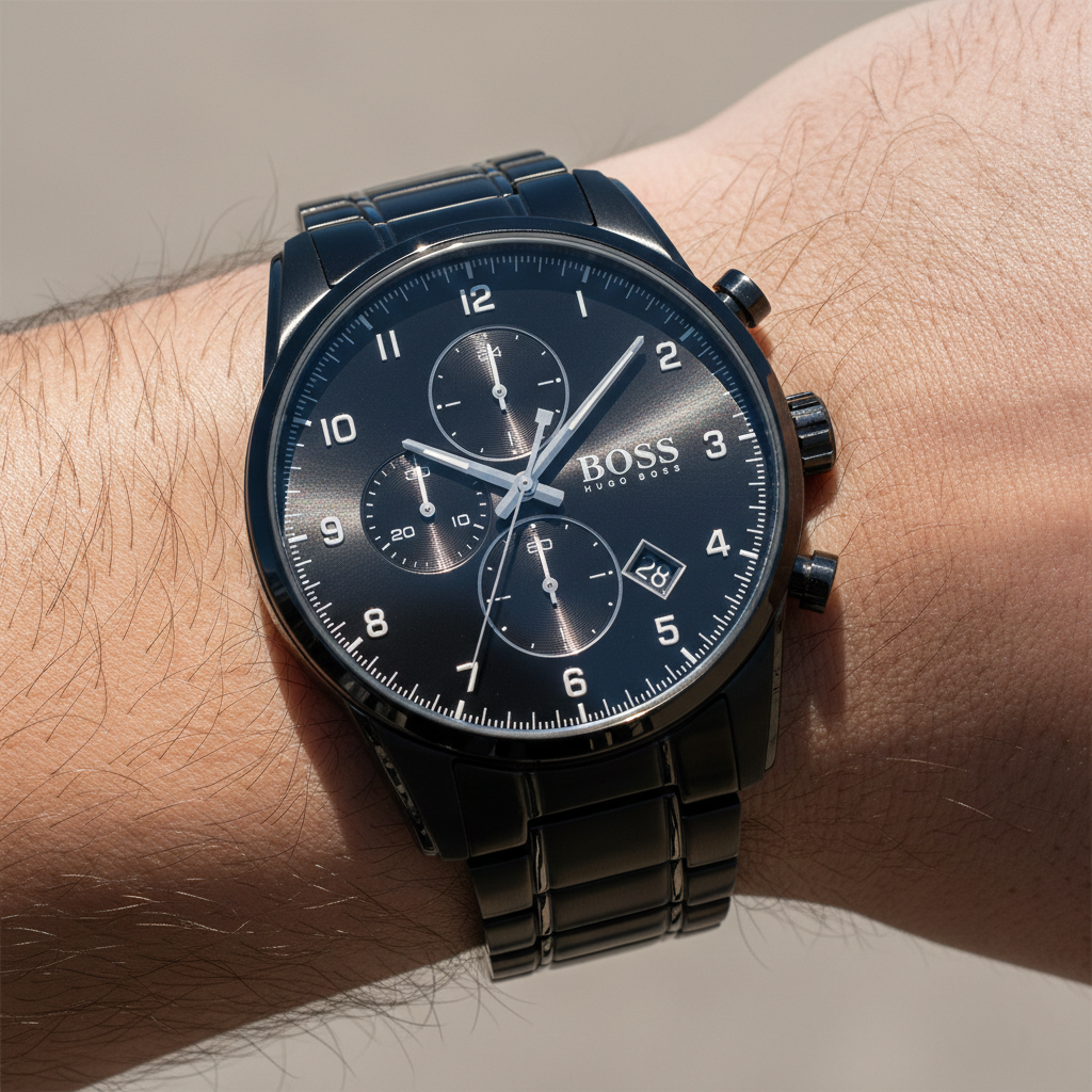 Hugo Boss Skymaster 1513785 44mm Men’s Chronograph Watch – Black Dial & Stainless Steel Bracelet